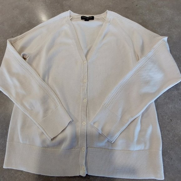 BANANA REPUBLIC Women's Button-Down Cardigan w/Sleeve Details - Ivory - Medium - Picture 12 of 12